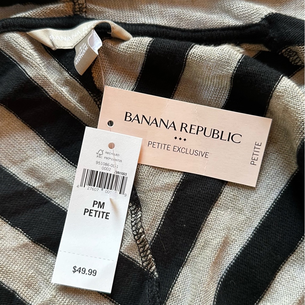 Banana Republic linen and cotton shrug, petite medium, black and tan stripe - Picture 2 of 8